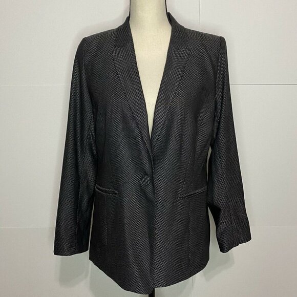 NWOT LAFAYETTE 148 NY Size 10 Blazer Jacket Black Wool Polka Dot Lined - Picture 1 of 7